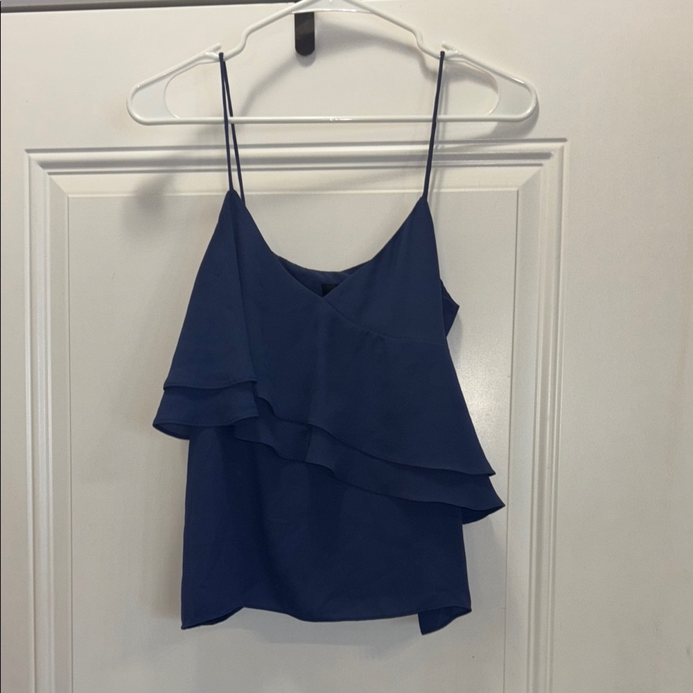 J. Crew Blue Ruffled Asymmetrical Camisole